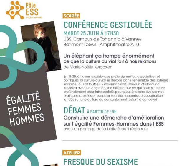 Egalité Femmes-Hommes dans l’ESS: Conférence gesticulée, débat et ateliers